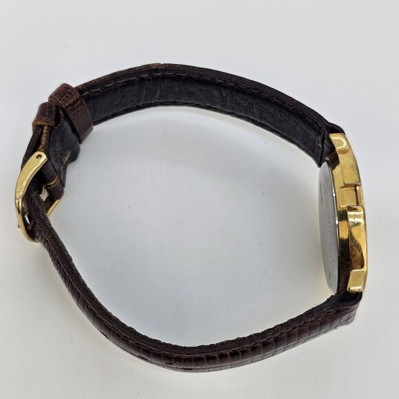 Jules Jurgensen Women's Watch 32MM Gold Dial Brown Leather Bands New Battery - Picture 10 of 11